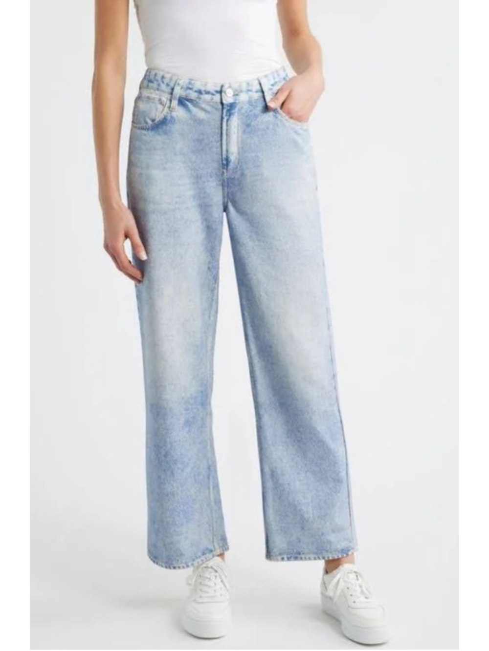 Women's City Blue’s High Waist Wide Leg Knit Sweatpants Jeans Lt Blue Size 14